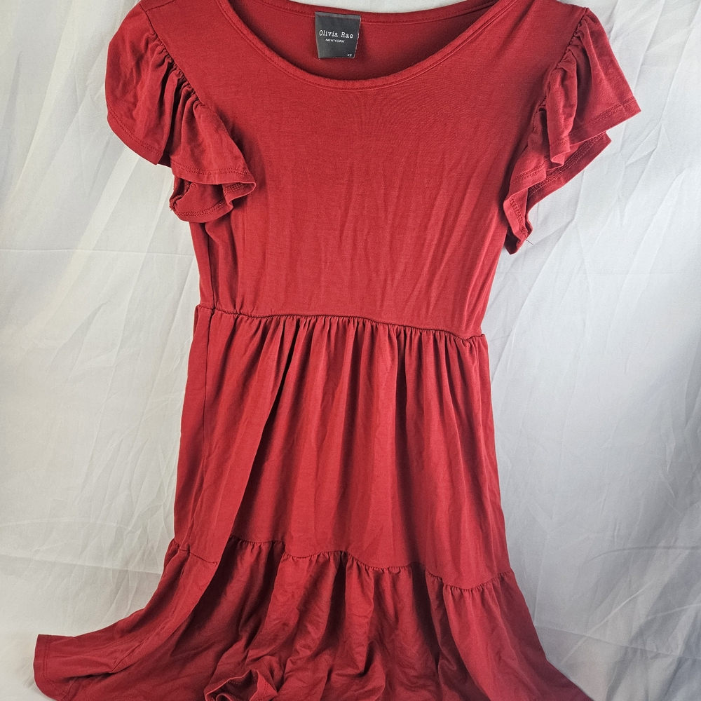 Red Ruffle Sleeve Dress
